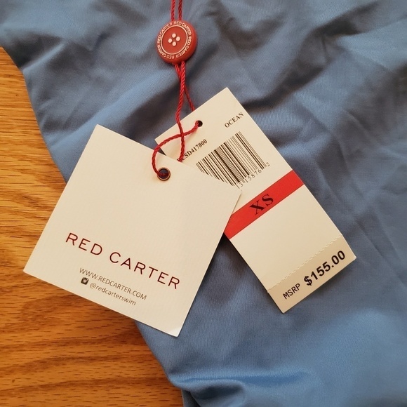 New Red Carter Ocean Blue one Shoulder 1 piece Swimsuit strappy Tie Back Size XS - Picture 3 of 5